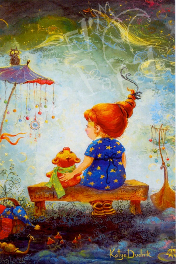 Ansichtkaart 'Gezelschap van geliefde teddybeer'