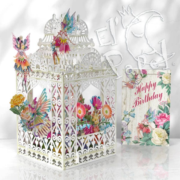Me & McQ - 3D kaart 'Bloemen elfjes' (verjaardag)