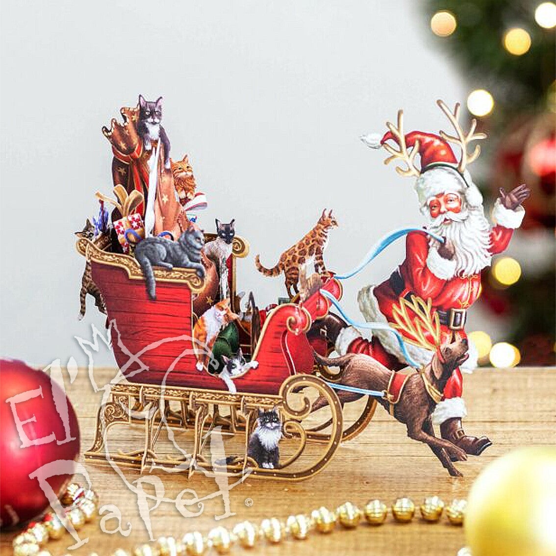 Me & McQ - 3D Kerstkaart 'De Kattenslee'