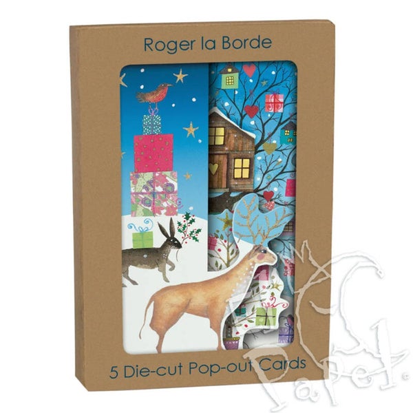 Kerst wenskaarten set 'Boomhuis' (3-luik)