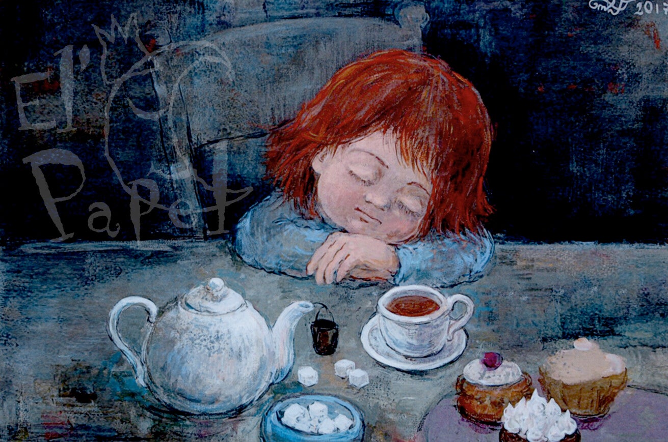 Ansichtkaart 'Thee-tijd'