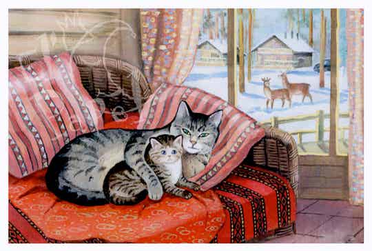 Ansichtkaart 'Warm en veilig bij mama'