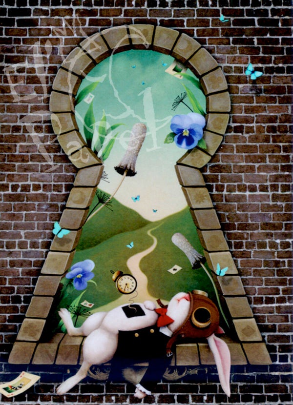OP!! Ansichtkaart 'Alice in Wonderland - Door het sleutelgat'