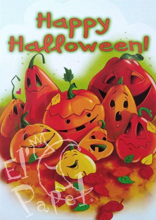 Ansichtkaart 'Happy Halloween pompoenen'