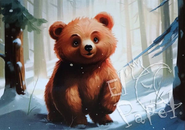 Ansichtkaart winterdieren 'Beertje'