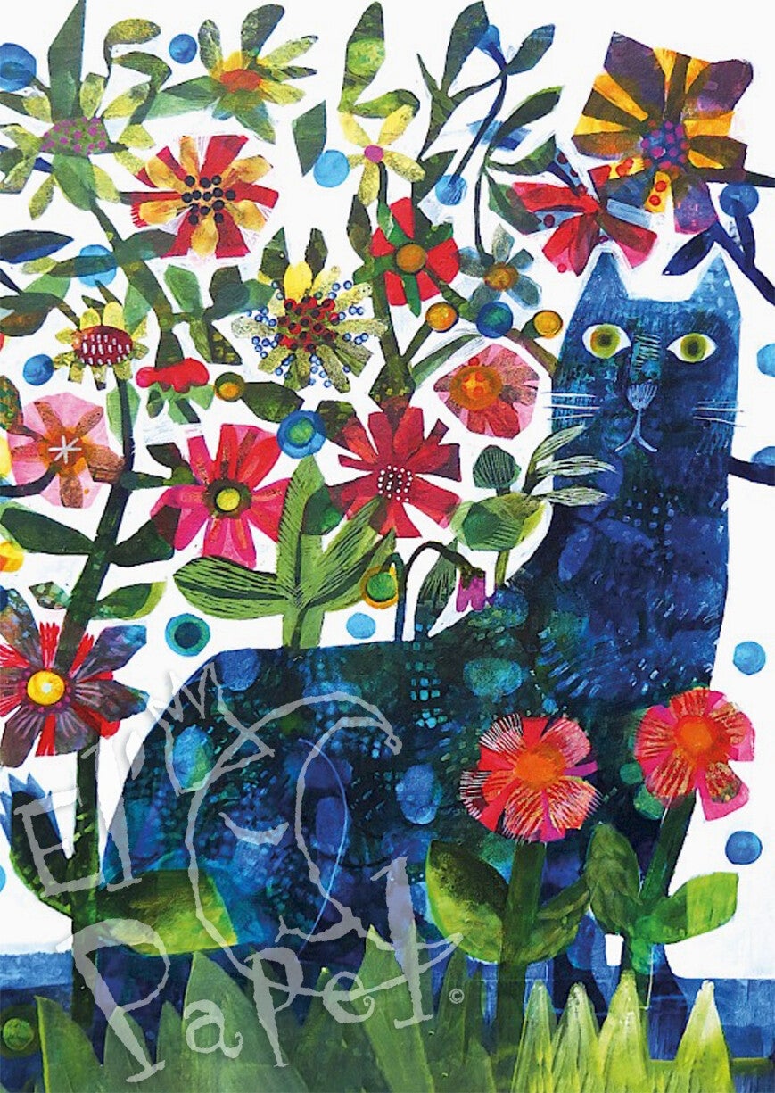 Wenskaart 'Blauwe kat'