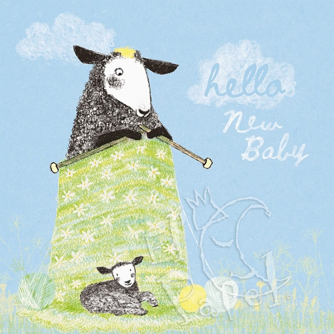 Boekenlegger-wenskaart 'Wolletje's baby-deken'