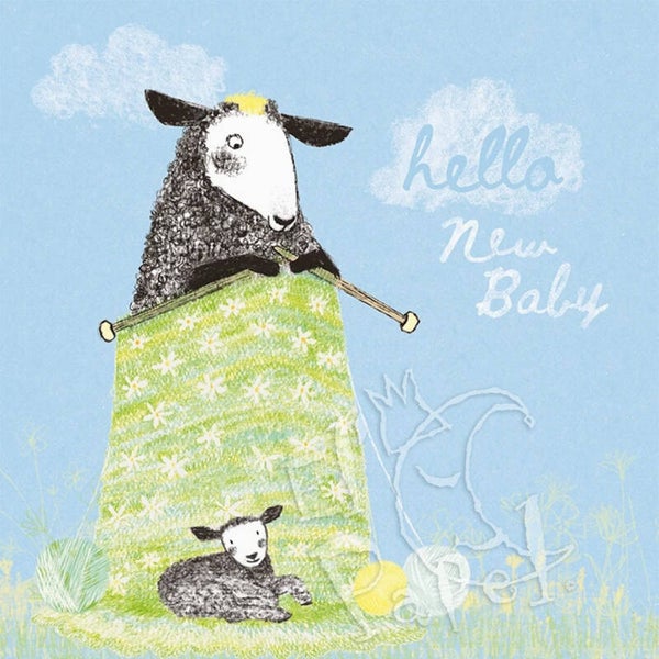 Boekenlegger-wenskaart 'Wolletje's baby-deken'