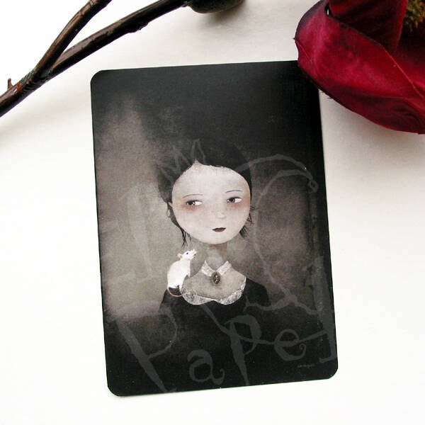 Kunstkaart `Wit rattenportret`