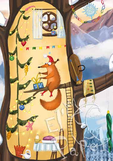 Ansichtkaart 'Kerstvoorbereidingen' (1)