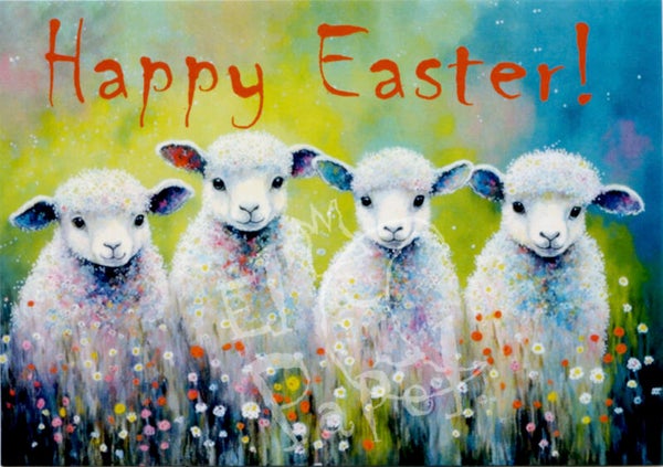 Ansichtkaart 'Paas lammetjes - Happy Easter'