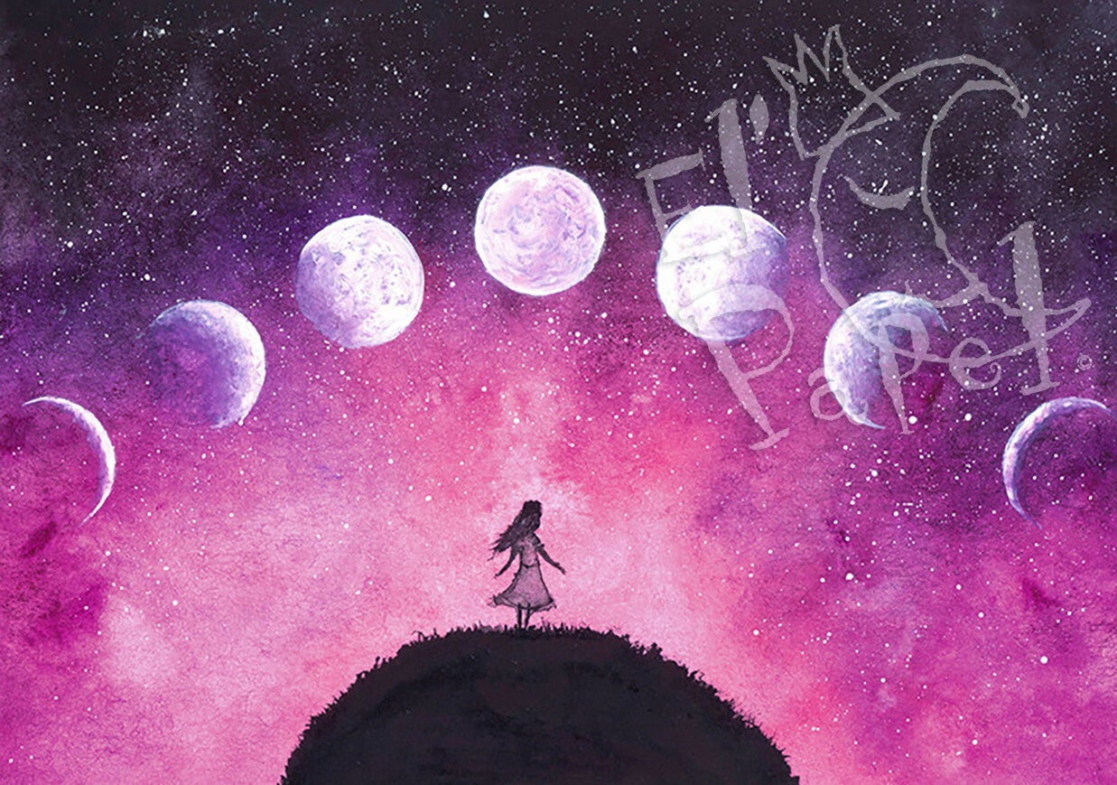 Ansichtkaart 'Maanfasen'