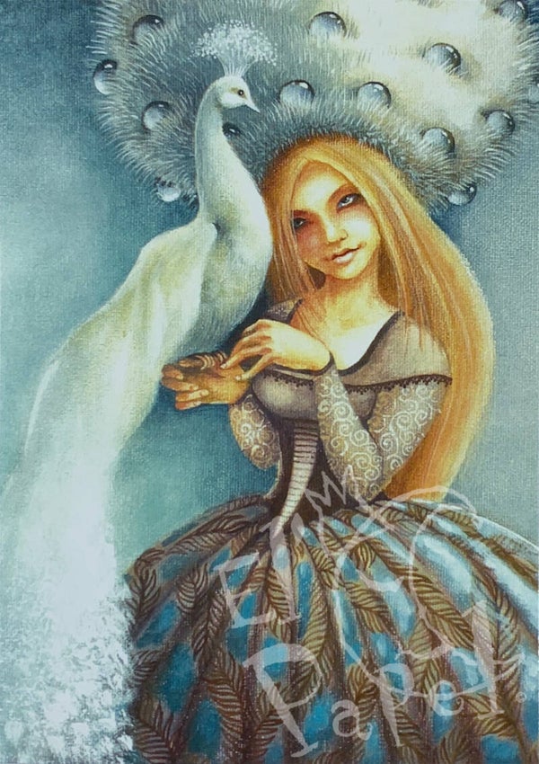 Ansichtkaart 'Witte pauw'