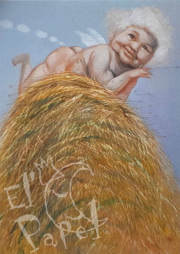 Ansichtkaart 'Op de hooiberg'