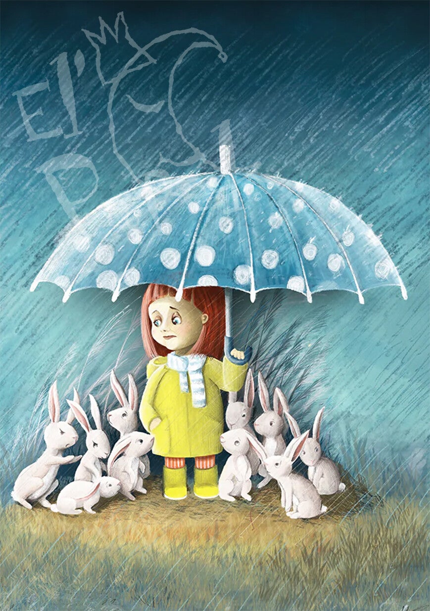 Ansichtkaart 'Onder de paraplu'