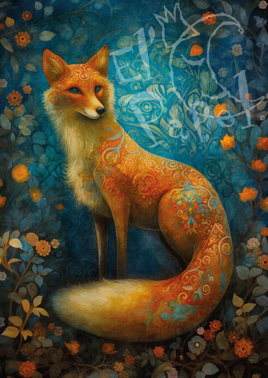 Ansichtkaart 'Rode vos in het magische bos'