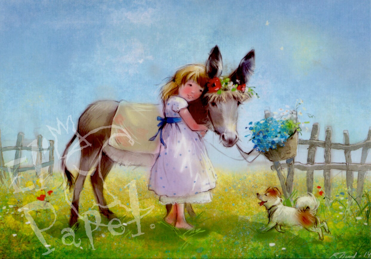 Ansichtkaart 'Allerliefst ezeltje' (mat)