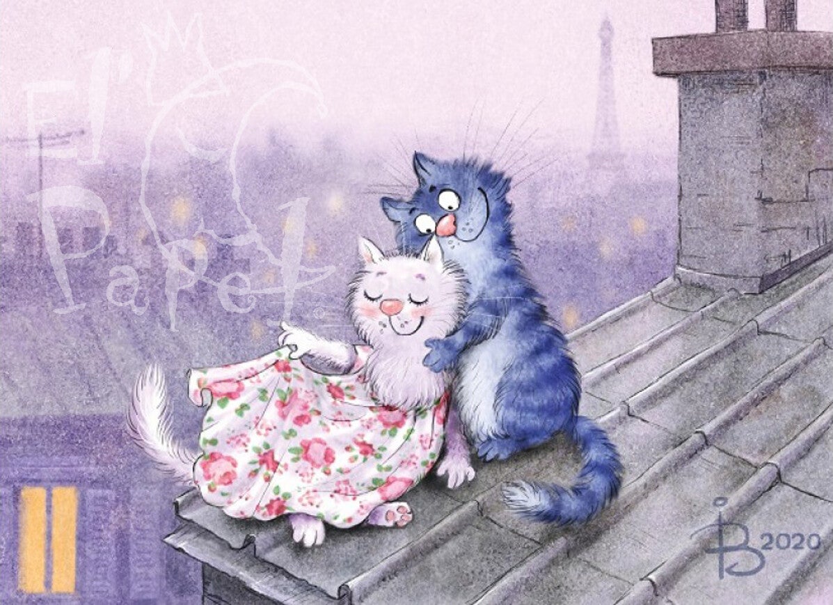 Ansichtkaart 'Geliefden in Parijs'