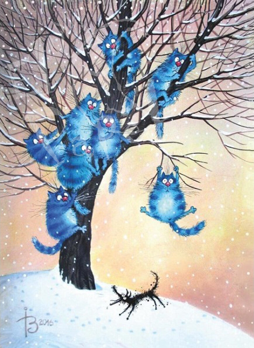 Winterse ansichtkaart 'Terror hondje'