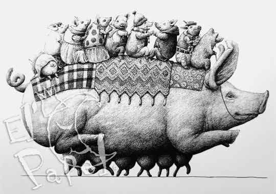 Kunstkaart 'Varkentjes dagje uit' (515)