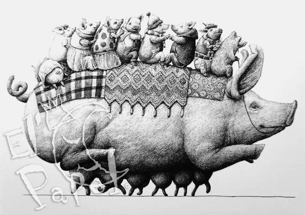 Kunstkaart 'Varkentjes dagje uit' (515)