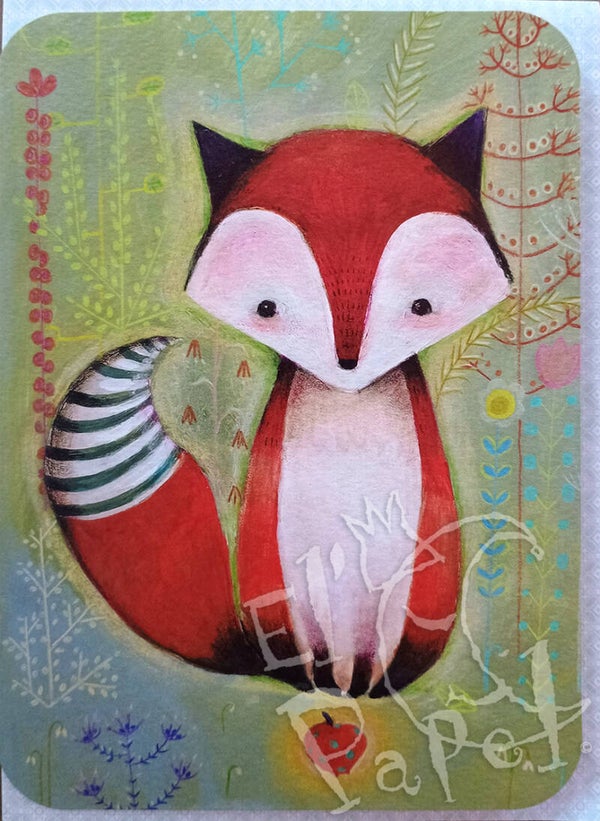 Santoro wenskaart 'De vos en de aardbei' - Eclectic serie