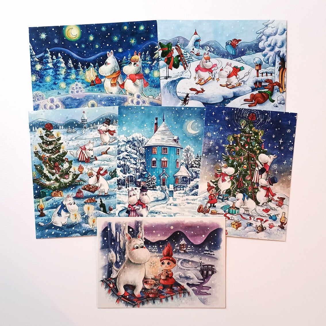 Kerstset Moemin (6 ansichtkaarten)