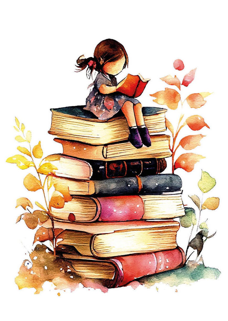 Ansichtkaart 'Lezend meisje'