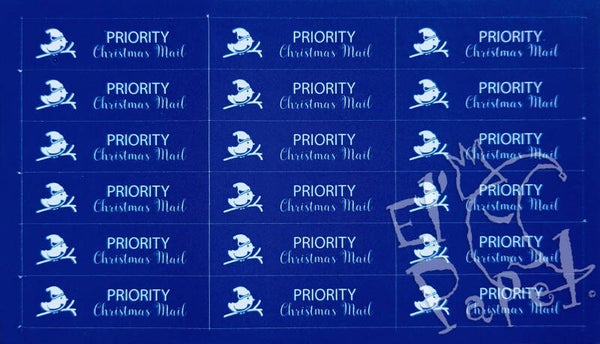 Priority post Kerst stickers - Winters Vogeltje `Christmas Mail`