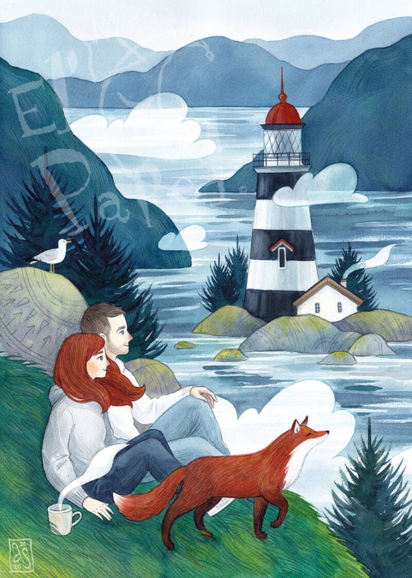 Ansichtkaart 'Uitzicht op de vuurtoren'