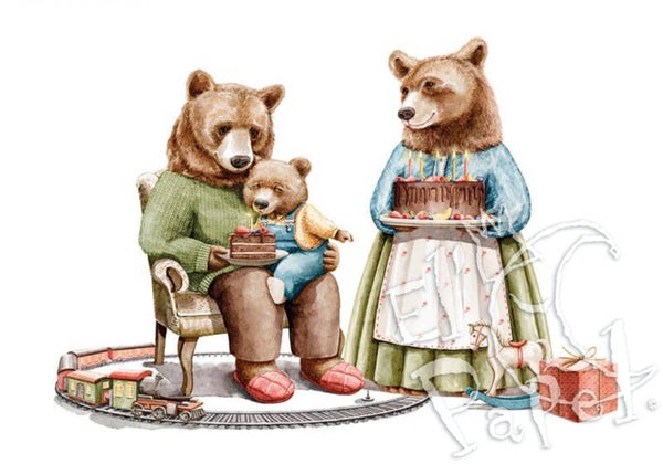 Ansichtkaart 'Gefeliciteerd!' - berenfamilie