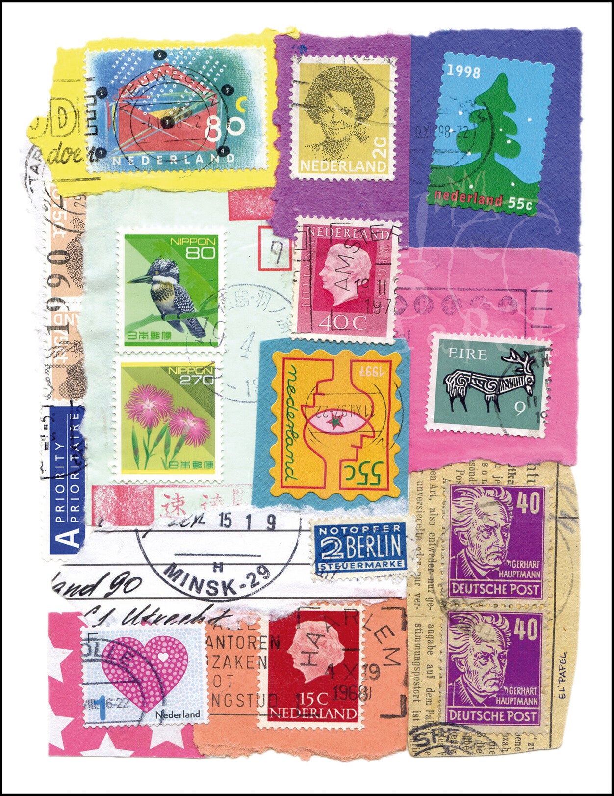 'Post collage' ansichtkaart