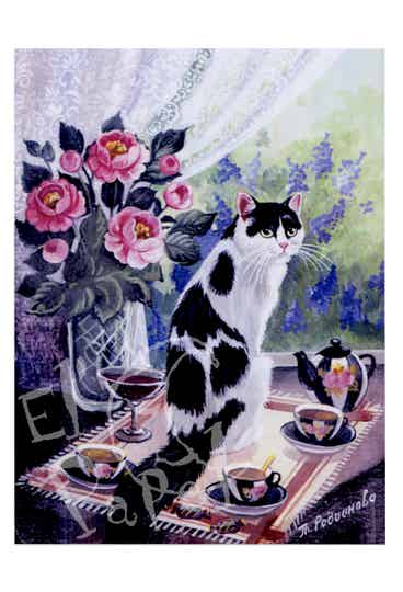 Ansichtkaart 'Thee-tijd'