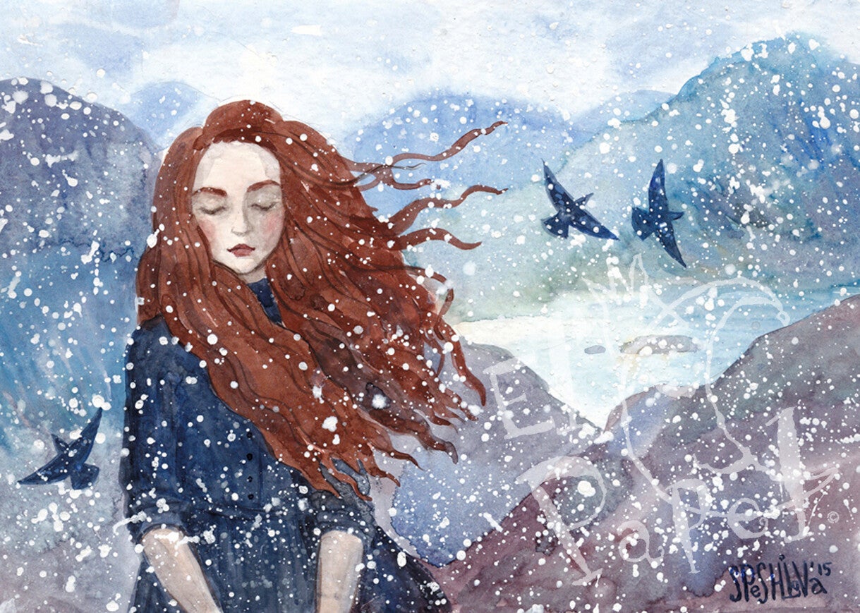 Ansichtkaart 'Wind en sneeuw'