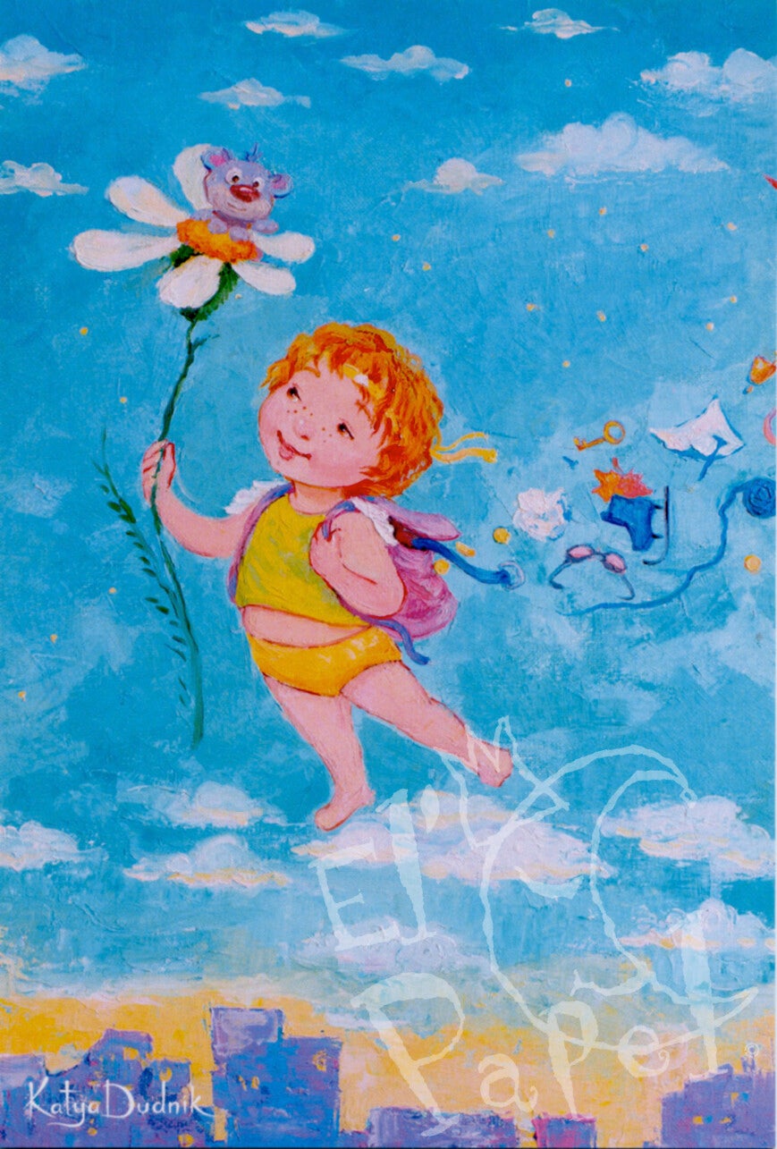 Ansichtkaart 'Luchtig engeltje'