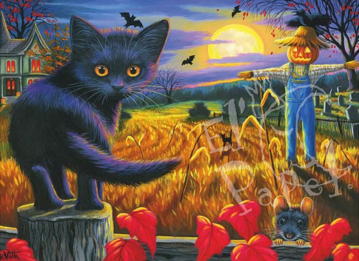 Ansichtkaart 'Korenveld bij volle maan'