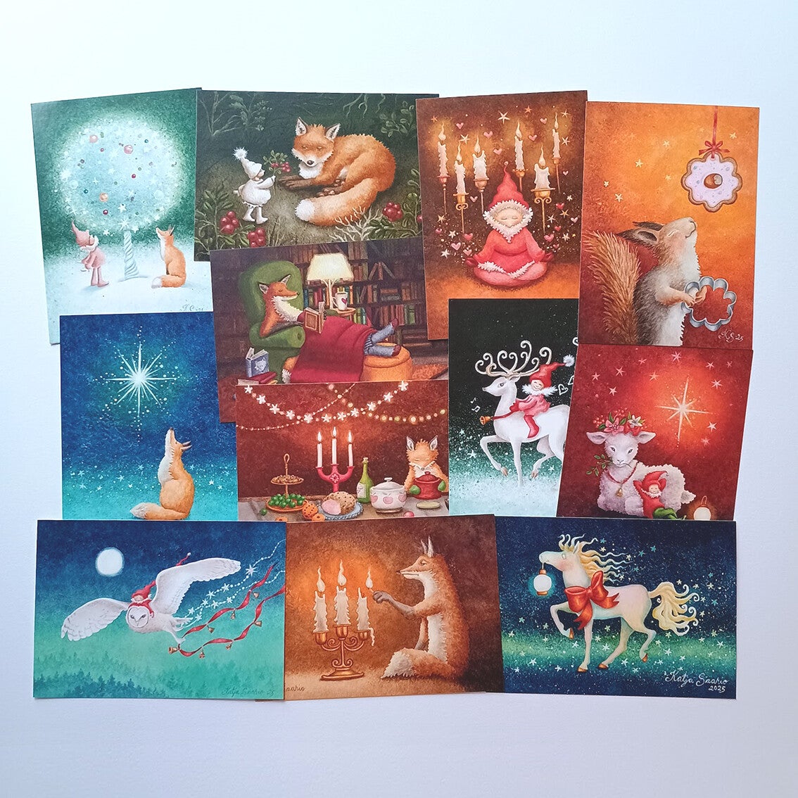 Katja Saario Kerst(ansicht)kaartenset (12 kaarten)