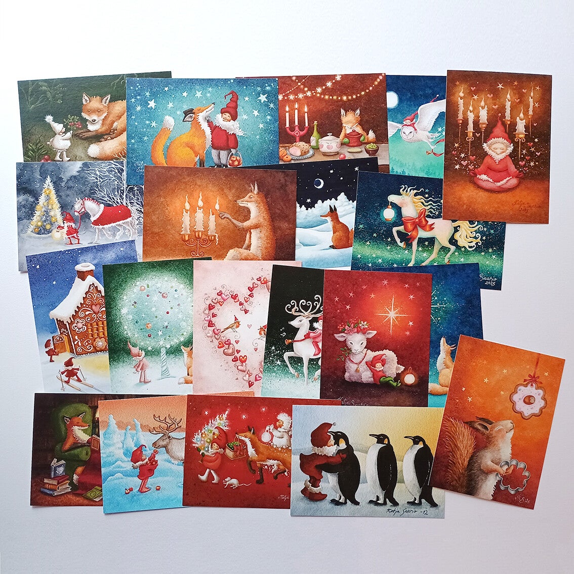 Katja Saario Kerst(ansicht)kaartenset (20 kaarten)