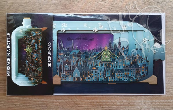 Message in a bottle kaart `Magische Kerststad`