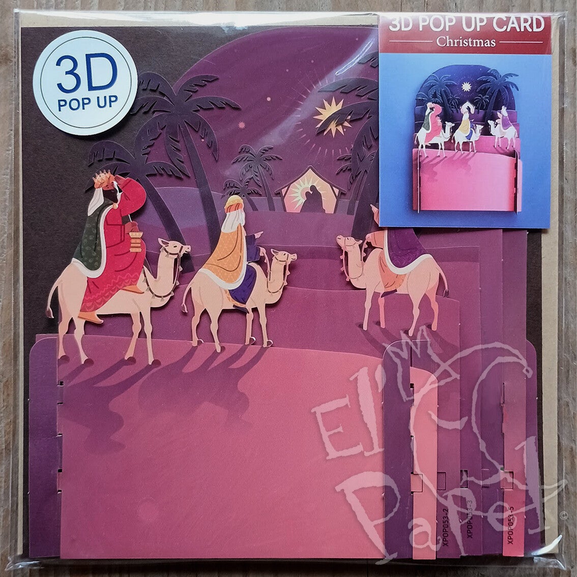 Kerst Pop-Up kaart 'De drie wijzen' - rood