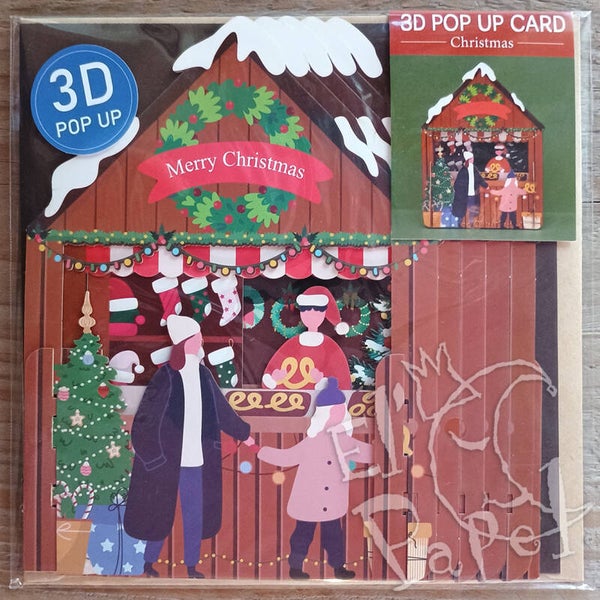 Kerst Pop-Up kaart 'Kerstmarkt'