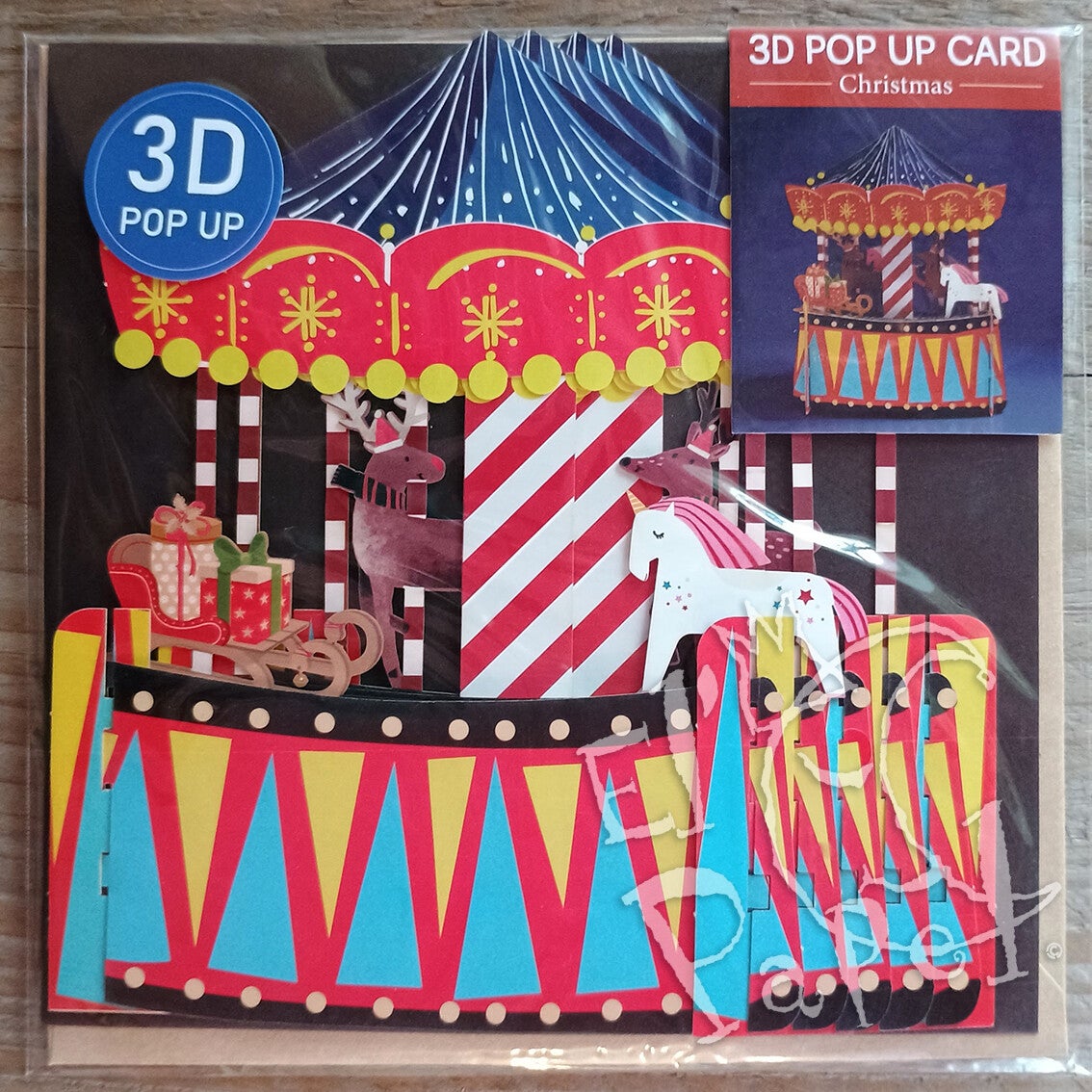 Kerst Pop-Up kaart 'Kerst-draaimolen'