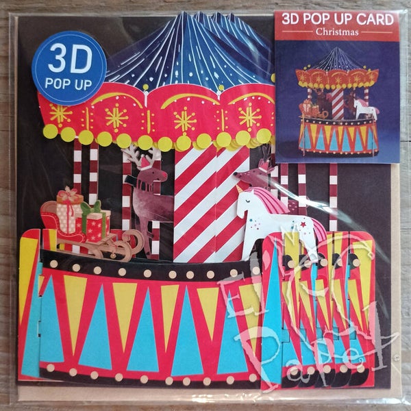 Kerst Pop-Up kaart 'Kerst-draaimolen'