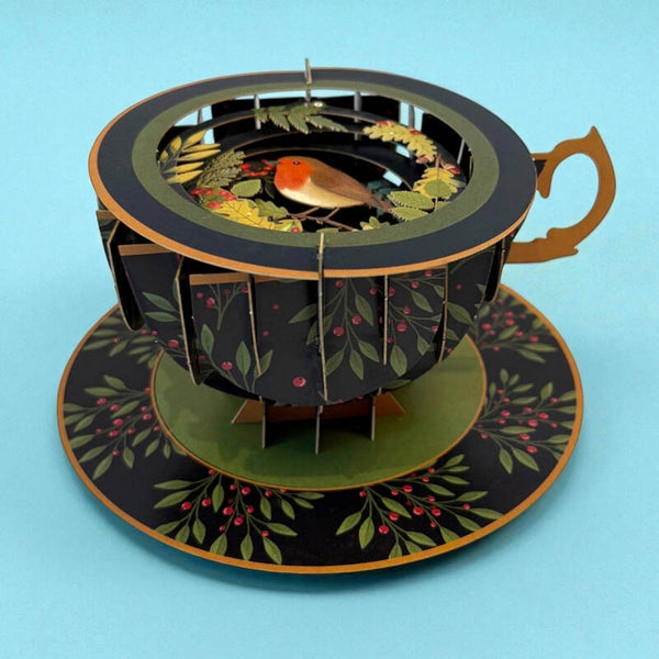 A cup of tea Kerst Pop-up kaart 'Roodborstje'