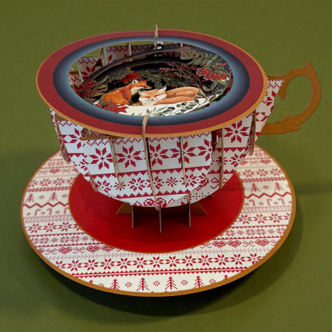 A cup of tea Kerst Pop-up kaart 'Vos'