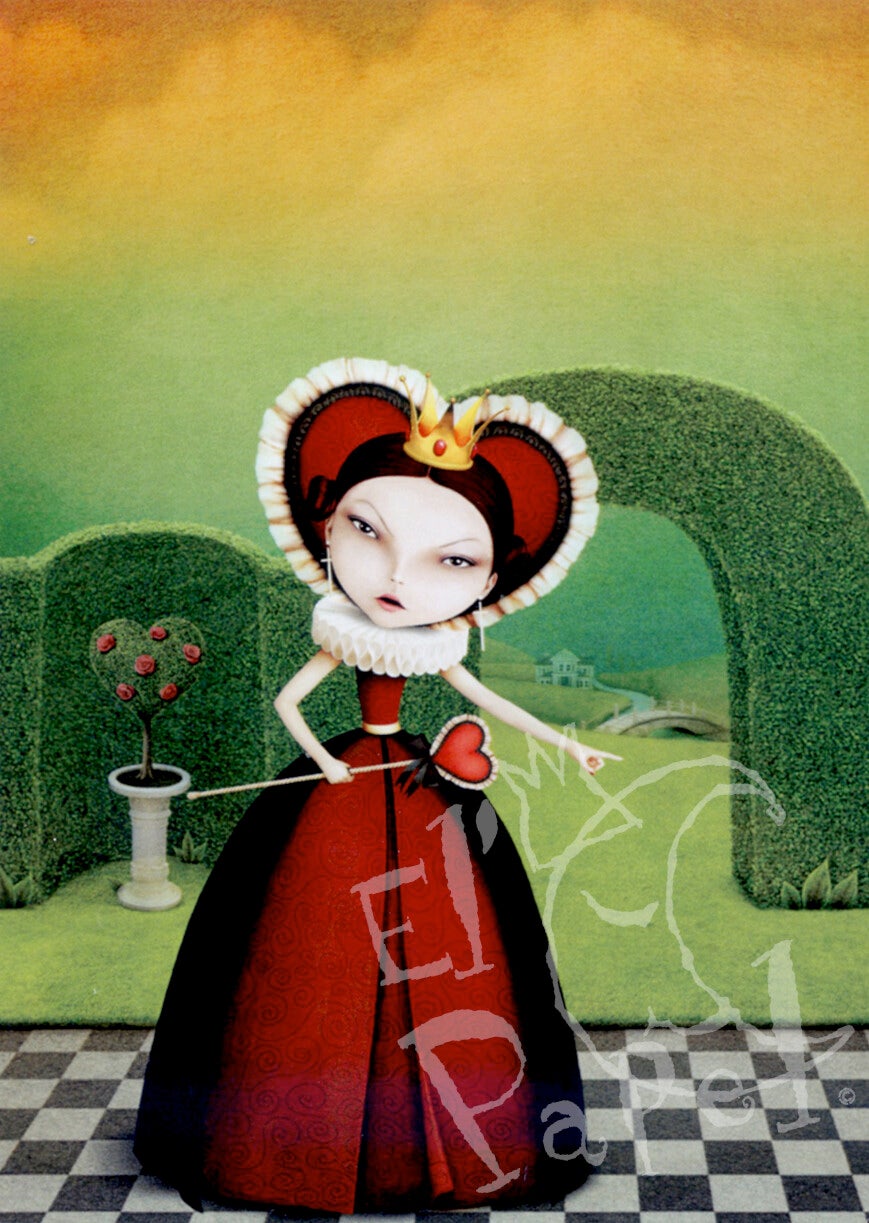 Ansichtkaart 'Alice in Wonderland - De Hartenkoningin'