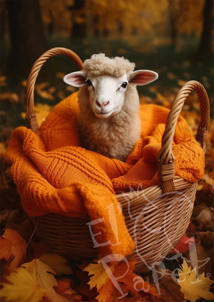 Ansichtkaart 'Schaap in herfststijl'