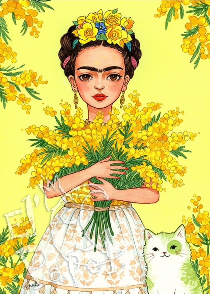 Ansichtkaart 'Frida Kahlo - mimosa'
