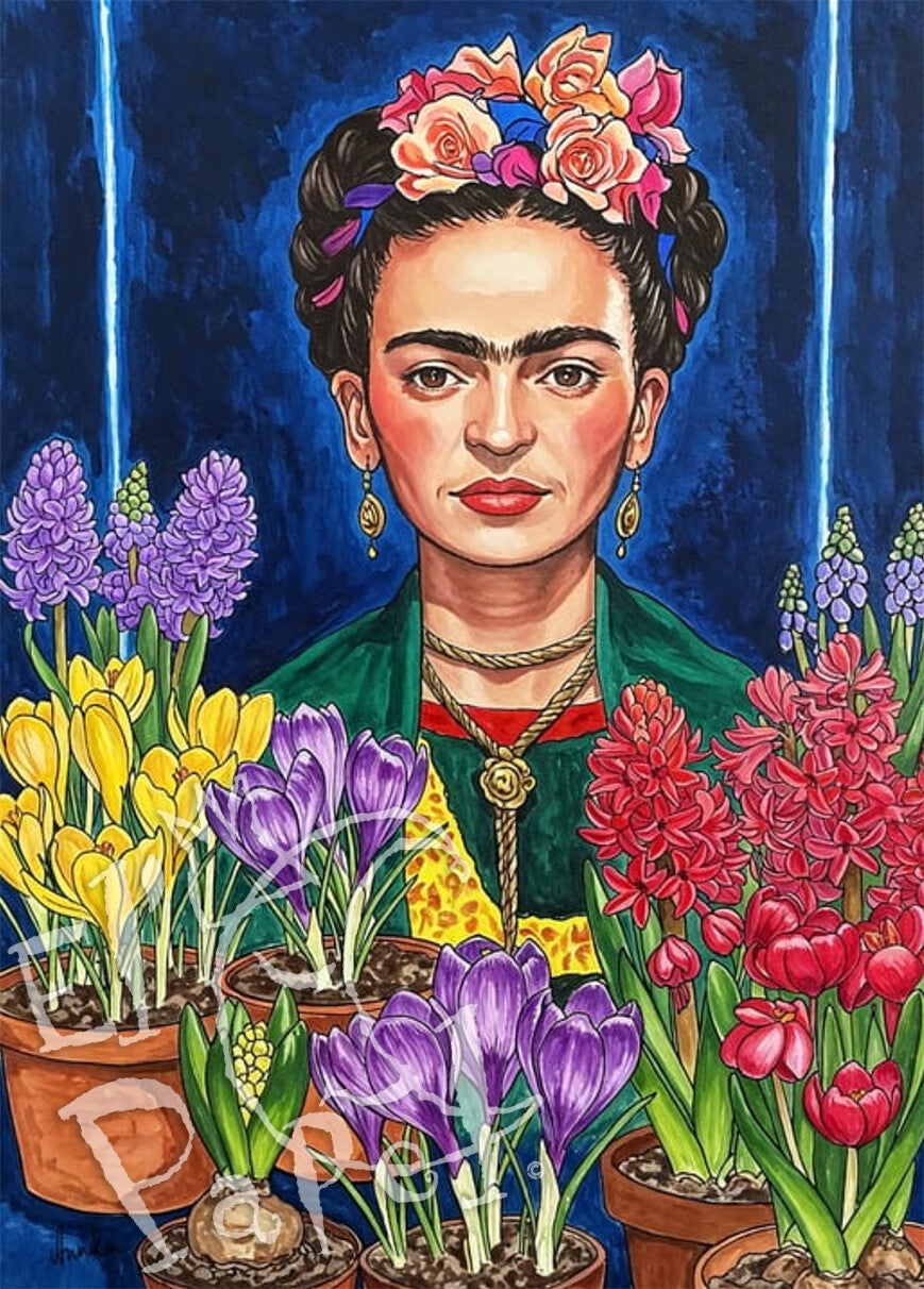 Ansichtkaart 'Frida Kahlo - lentebloeiers'