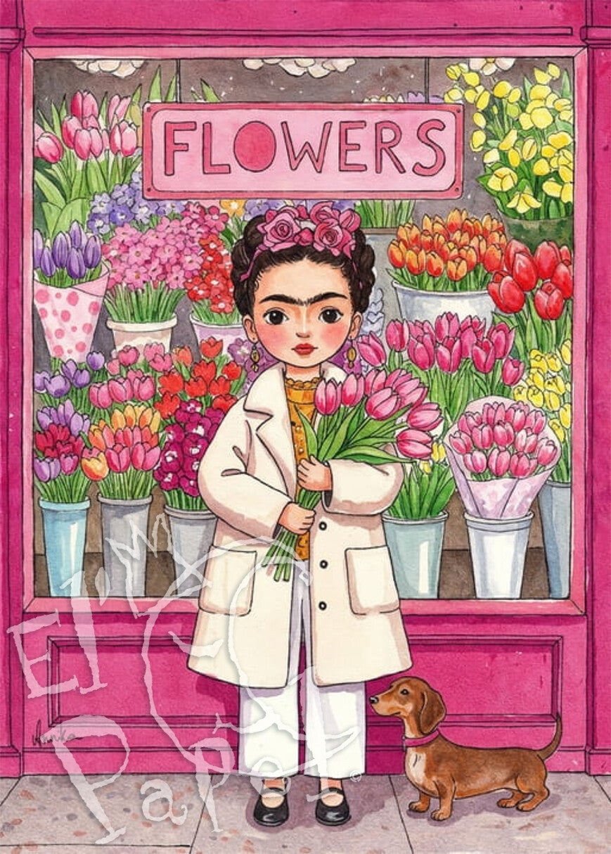 Ansichtkaart 'Frida Kahlo - de bloemenwinkel'